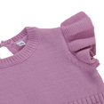 thumbnail image 4 of Newborn Infant Baby Girl Jumpsuit Solid Color Ruffle Sleeveless Knit Drawstring Romper Clothes Purple 12-18 Months, 4 of 7