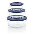 thumbnail image 1 of Pyrex® 6-pc Round Glass Storage Container Set with Blue Plastic Lids, 1 of 3
