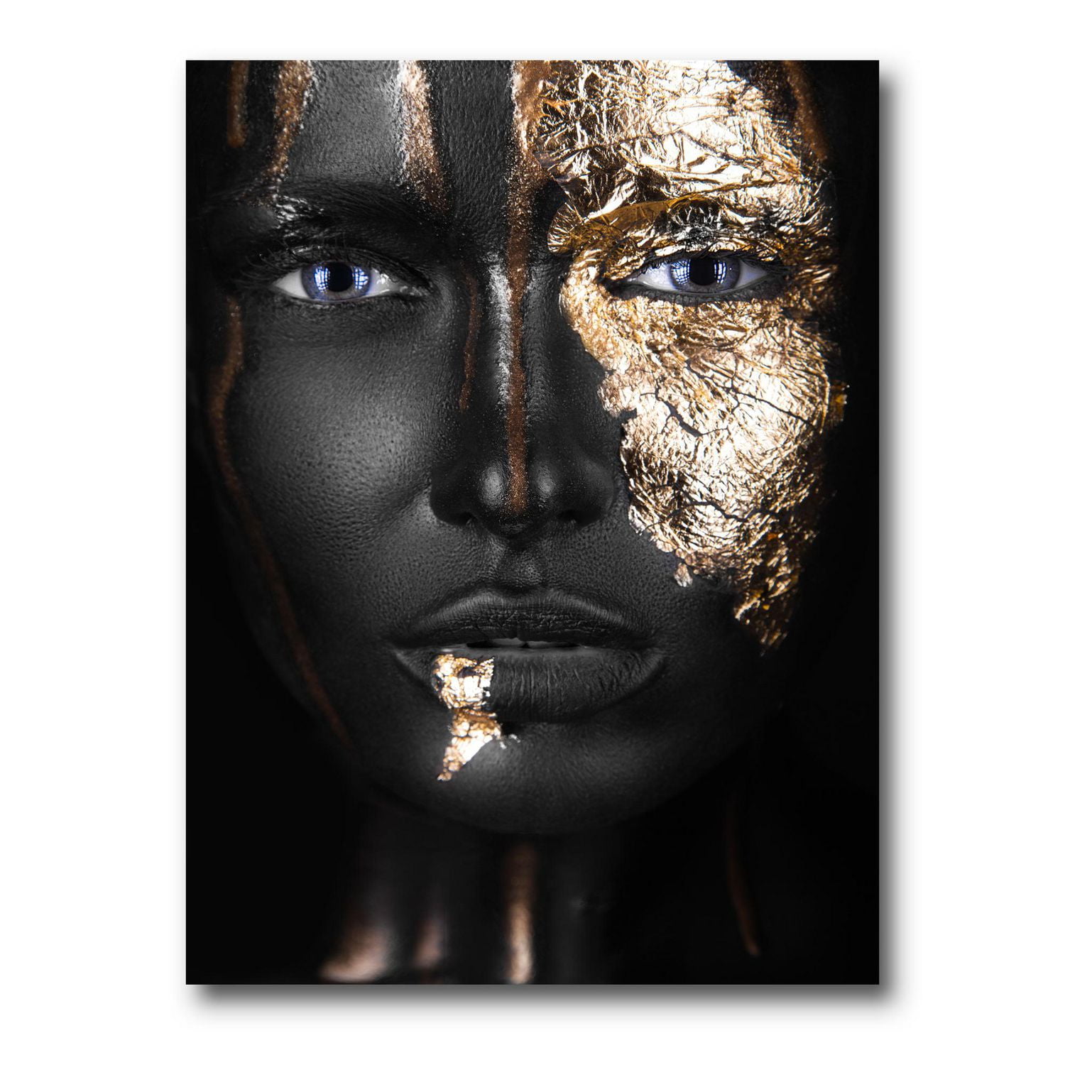 Designart Portrait d'une fille afro-américaine avec du maquillage doré Art mural sur toile