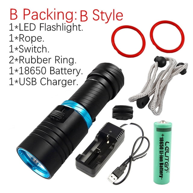 XML-L2 LED Sea Diving Submarine Yellow Light Waterproof Flashlight Marine Torch ,Powerful Illumination