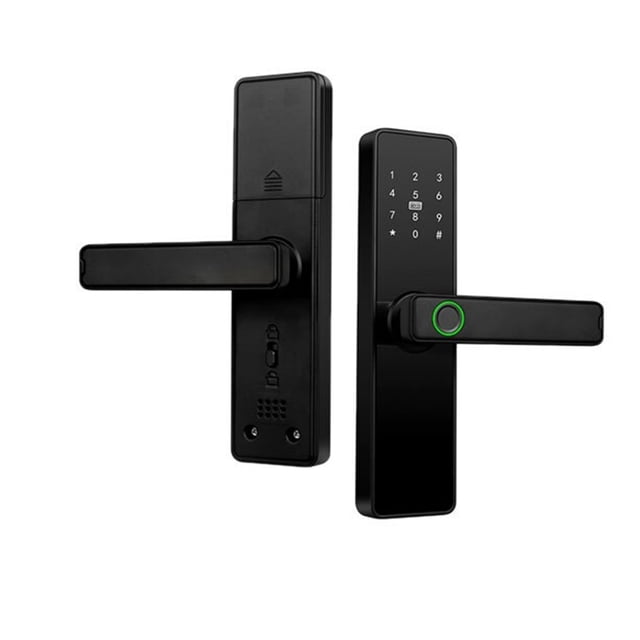 Serrure de Porte à Empreinte Digitale Biométrique Noire, Serrure Intelligente, Application, Déverrouillage à Distance, Sans Clé, Résistante à la Corrosion