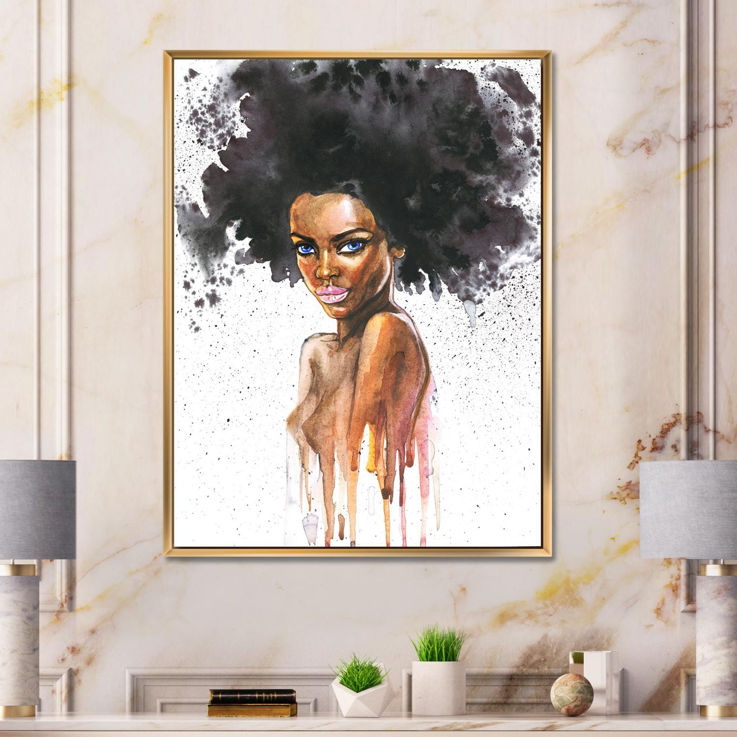 Designart Portrait de femme afro-américaine VII ART MURAL À CADRE FLOTTÉ