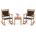 thumbnail image 2 of Costway 3PCS Patio Rattan Rocking Chair Bistro Set Acacia Wood Frame Armrest, 2 of 9