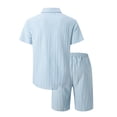 thumbnail image 4 of TIMIFIS Men's Cotton Linen Sets Short Sleeve Pleats Suits 2 Piece Button Shirt and Shorts Beach OutfitsFall, 4 of 8