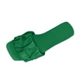 thumbnail image 1 of Womens Slide Sandals Flat Open Square Toe Fold Non Slip Casual Flat Sandals Green, 1 of 8