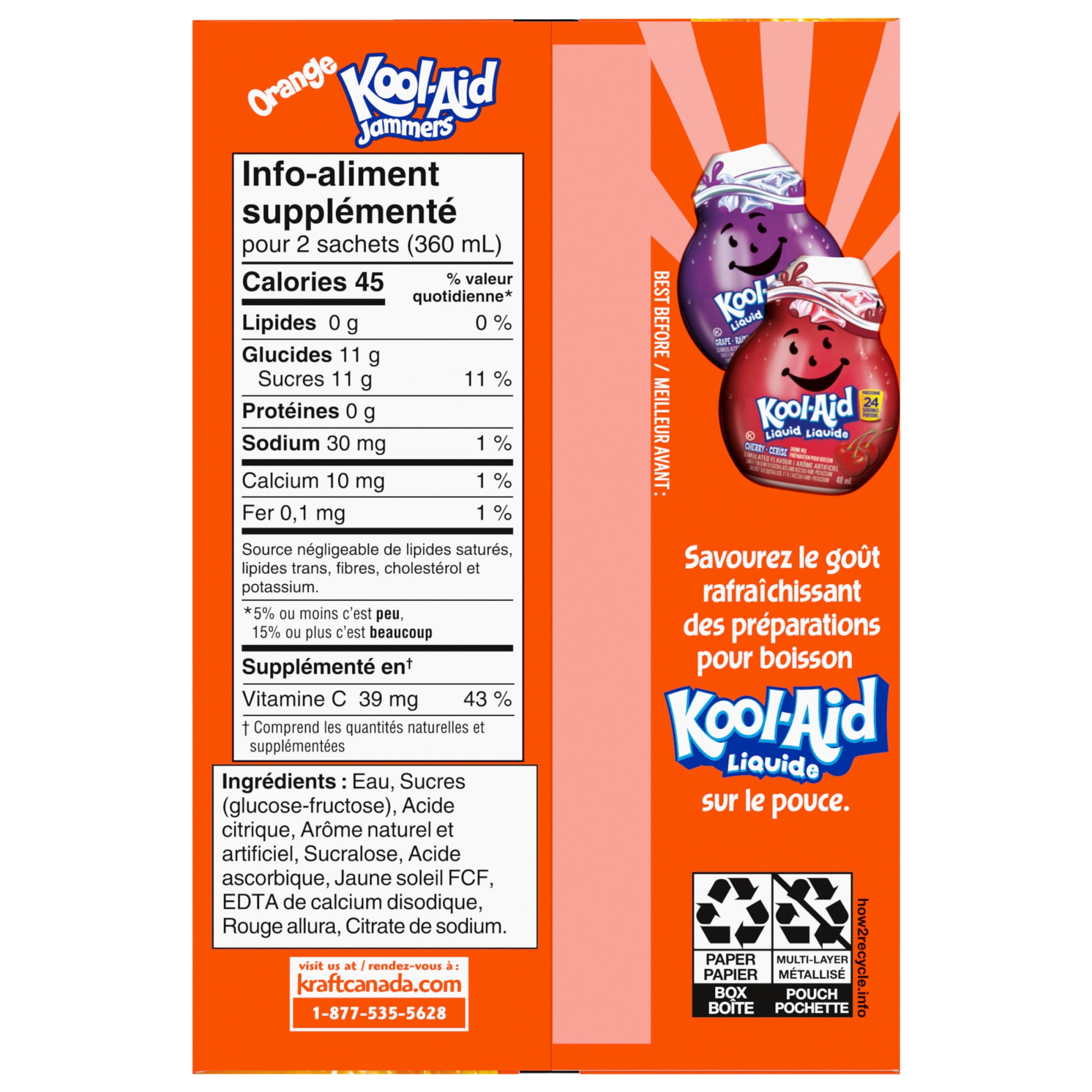 Kool Aid Jammers Orange, 10 x 180ml