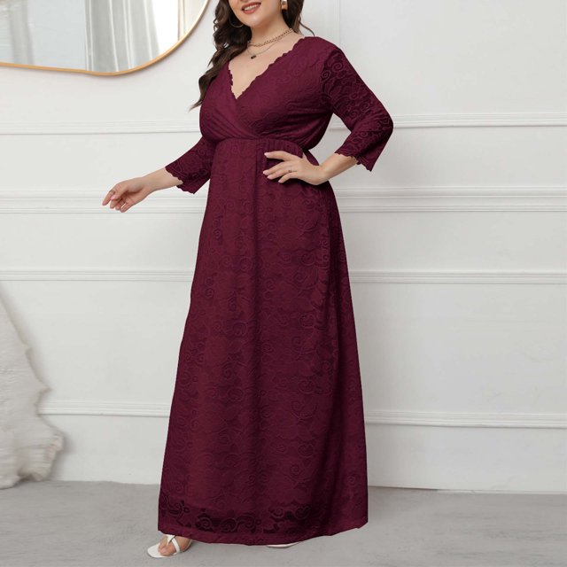 LSLJS Robe Longue en Dentelle Ajourée Mode Femme Robe de Soirée Robe de Cocktail pour Femmes Soirée