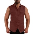 thumbnail image 1 of Besolor Mens Sleeveless Button down Shirts Casual Collared Summer Cotton Linen Tank Tops Beach Vacation Tees, 1 of 6