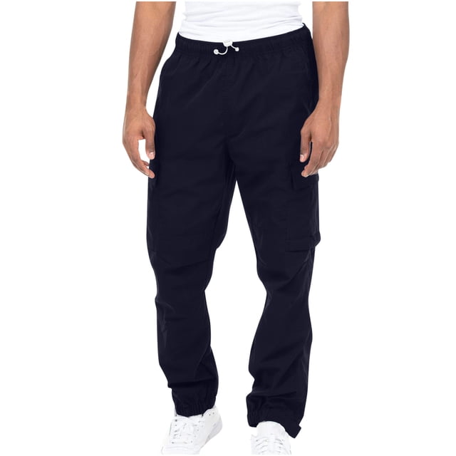 jsaierl Cargo Pants for Men Casual Outdoor Tactical Pants Drawstring Lightweight Solid Hiking Work Pants with Multi Pockets