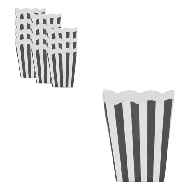 yulier 12 Pcs Popcorn Boxes, Striped Disposable Paper Popcorn Boxes Mini Popcorn Containers Dinnerware Party Supplies for Wedding Birthday Christmas