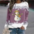 thumbnail image 2 of Rbaofujie Chandails à Capuchon Mignons Noël Femmes Mode Décontractée Imprimé Col Rond Ample Manches Longues Hauts Blouse Chandails Rose Chandail pour Femmes, 2 of 3