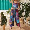 thumbnail image 1 of LSLJS Womens Fashion Ethnic Style Jumpsuits Patchwork Vintage Printed Buttons Suspender Jumpsuit, 1 of 6