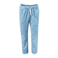 thumbnail image 4 of Yuyuzo Womens Cotton Linen Slacks Plus Size Lounge Pants Drawstring Waist Straight Leg Trousers Solid Color, 4 of 4