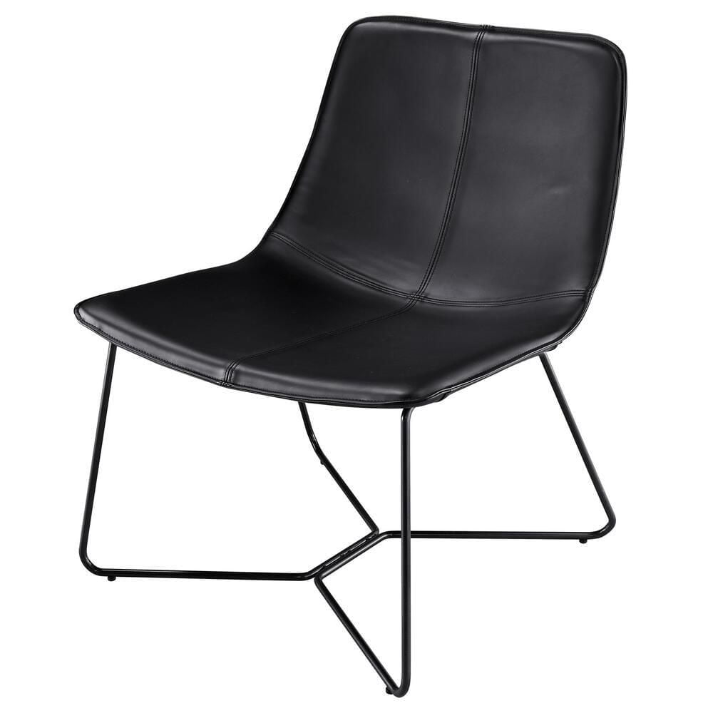 Plata Decor Import Inc. – Fauteuil à accoudoirs inclinés en PU noir : un fauteuil moderne, idéal pour le salon ou le bureau
