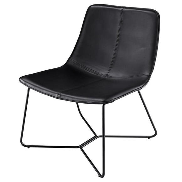 Plata Decor Import Inc. – Fauteuil à accoudoirs inclinés en PU noir : un fauteuil moderne, idéal pour le salon ou le bureau