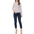 thumbnail image 2 of INSPIRE CHIC Women's Floral Puff Long Sleeve Ruffle Collar Pearl Decor Blouse M Light Pink, 2 of 5