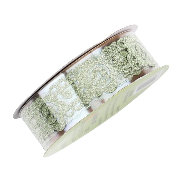 Masking Tape, Glitter Lace Flower Pattern Adhesive Tape for Scrapbooking Journal Planner Diy Crafts Green