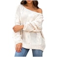 thumbnail image 1 of cfhntfmh Womens Oversized Sweater 2024 Fall Fashion Pullover Sweaters Cable Knit Thermal Solid Sweater Tops, 1 of 6