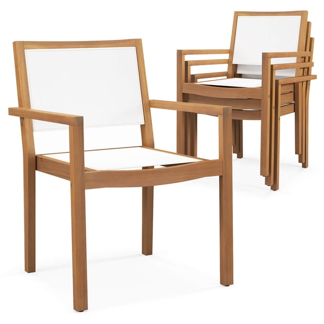Costway Stackable Dining Chair Set of 4 with Wear-resistant Fabric & Breathable Backrest