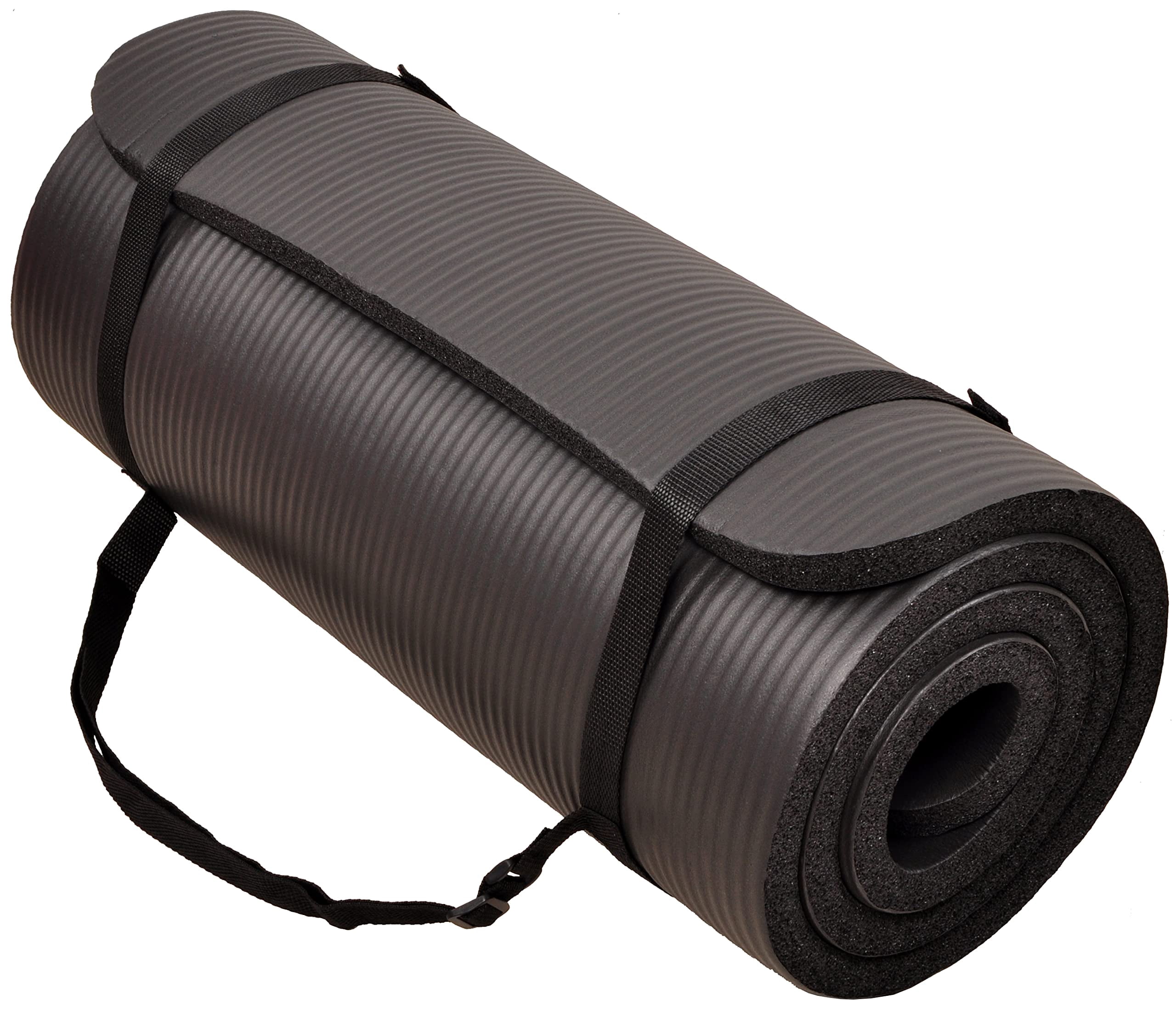 BalanceFrom GoCloud 71x24 Inches Extra Thick Yoga Mat 1-Inch High-Density Foam, Black