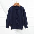 thumbnail image 2 of Tranfacy Long Sleeve Shirts for Girls, Fall Tops, Kids Solid Color Fleece Knitted Cardigan Long Sleeve Round Neck Sweater Button Shirts, 2 of 3