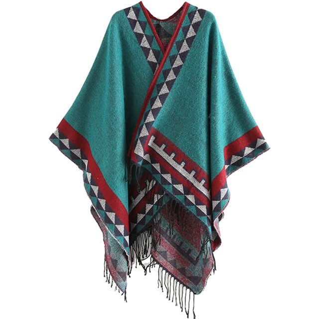 LinYooLi Poncho Ouvert à Franges pour Femmes, Cardigan, Cape, Couverture pour Fête, Voyage, Bureau