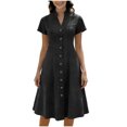 thumbnail image 3 of Yuyuzo Robes d'Été pour Femmes Chemises à Boutons Col en V Robes Ligne Décontractée Couleur Unie Robe Midi, 3 of 7