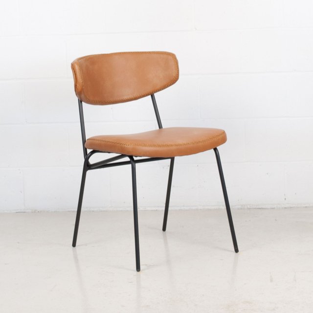 Ingrid Chaise Latérale Moderne en Faux Cuir et Métal (Ensemble de 2)