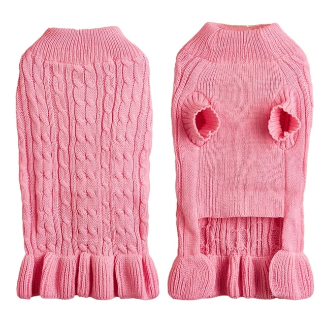 2025 Turtleneck Warm Elegant Rope Pet Clothes For Small Dogs Male Designer Look Pet Sweater Stretch Knit Pet Clothes For Small Dogs Ruffled Sweater Dress