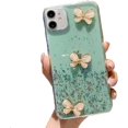 thumbnail image 1 of Case for iPhone 11, For Apple iPhone 11 Green Smart Shockproof Glitter Crystal butterfly Wrist Strap Cover Case, 1 of 5