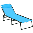thumbnail image 1 of Outsunny Chaise Longue Pliante d'Extérieur, Chaise Longue Réglable à 4 Niveaux avec Appuie-Tête, Chaise de Bronzage Lit de Plage, Lit de Camp Inclinable pour le Camping, la Randonnée, la Cour Arrière, Bleu Ciel, 1 of 10