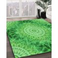 thumbnail image 3 of Ahgly Company Machine Washable Indoor Square Transitional Neon Green Area Rugs, 5' Square, 3 of 7