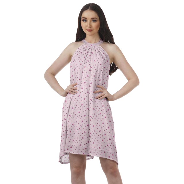 Moomaya Printed Tunic Tank Dress Swing Dress Halter Neck Mini Summer Dress