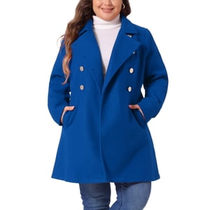 Agnes Orinda Plus Taille manteau d'hiver Double poitrine Peacoat Vêtements de dessus Vestes 4X Bleu royal pour femme
