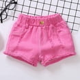 thumbnail image 1 of Big Discount,Versatile Denim Shorts, Solid Color, Button Pocket, Ripped Style, For Kids, Comfortable Fit, Playtime Fashion, Kids Shorts Light and Breezy|Cotton,Hot Pink,Sopatenor, 1 of 8