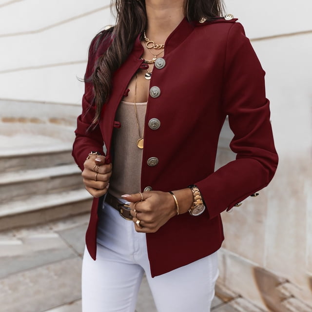 IMENGL Veste Coupe Ajustée à Manches Longues Europe États-Unis, Rouge 3TG, Taille M-3TG