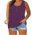 thumbnail image 1 of Timegard Tank Tops for Women Plus Size Round Neck Button Sleeveless Comfy Casual Loose Tops Basic Tee, 1 of 6