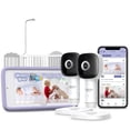 thumbnail image 1 of Hubble Connected SkyVision AI Pro Twin, AI Powered HD Baby Monitor with 2 Crib Mount Cameras + 5" Smart Touch Screen Viewer - White, 1 of 9