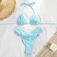 thumbnail image 4 of Women's Triangle String Bikini Set Sexy Tie Back Two Piece Swimsuit Cute Spaghetti Strap Bathing Suit, 4 of 6