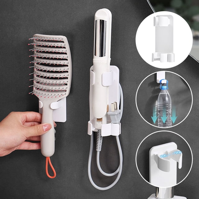 Chmadoxn Hooks for Hanging Curling Iron Storage Rack Perforation- Bathroom Wall Mounted Ironing Board Support Flat Hair Comb Splint Rack Curling iron holder