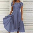 thumbnail image 3 of QJUHUNG Formel pour Femmes Soirée Robe Midi Été Col en V Manches Courtes T-Shirt Soirée Invitée de Mariage Style Asymétrique B-8 Cocktail Gris_i L, 3 of 6