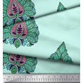 thumbnail image 2 of Soimoi Polyester Crepe Fabric Leaves & Floral Block Print Fabric by The Yard 52 Inch Wide, 2 of 3