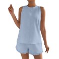 thumbnail image 1 of Chbgutlmr Ensembles d'Entraînement pour Femmes 2 Pcs Col Ras du Cou Manches Courtes Hauts Pantalons Ajustés Yoga Course Tenues Athlétiques, 1 of 9