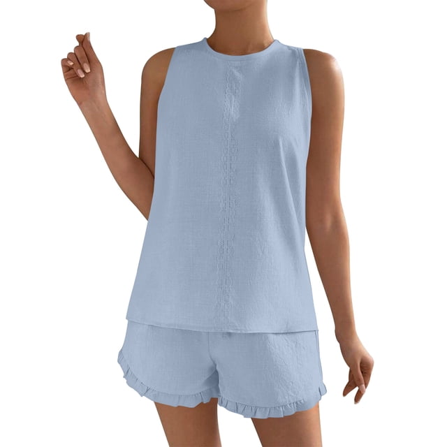 Chbgutlmr Ensembles d'Entraînement pour Femmes 2 Pcs Col Ras du Cou Manches Courtes Hauts Pantalons Ajustés Yoga Course Tenues Athlétiques