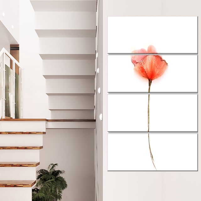 Aquarelle Grande Fleur de Pavot Rouge - Grande Fleur Art Mural sur Toile