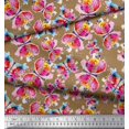 thumbnail image 3 of Soimoi Brown polyester Crepe Fabric Insect Watercolor Printed Craft Fabric by The Yard 52 Inch Wide, 3 of 3