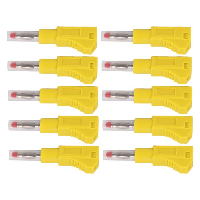 Fiche de Fil de Haut-Parleur Rétractable, 10PCS Droite Isolée Empilable Banane Fiche CAT II 600V 32A pour Équipement Numérique 3C Rouge, Noir, Jaune, Bleu, Vert