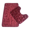 thumbnail image 1 of 2Pcs Non-slip Mat Set Plush Floor Rug Floor Pad Door Carpet Stone Bathroom Toilet Water Absorbent Rug, Dark Red, 1 of 8