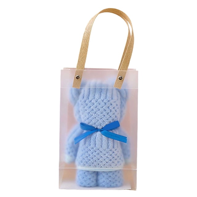 Blue High Density Bear Towel 35X75Cm Coral Fleece Soft Bath Towel For Personal Use Spa Gift And Home