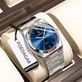 thumbnail image 1 of POEDAGAR Montre de Mode pour Homme en Quartz Bleu en Acier Inoxydable Analogique Étanche Lumineuse avec Date, 1 of 5